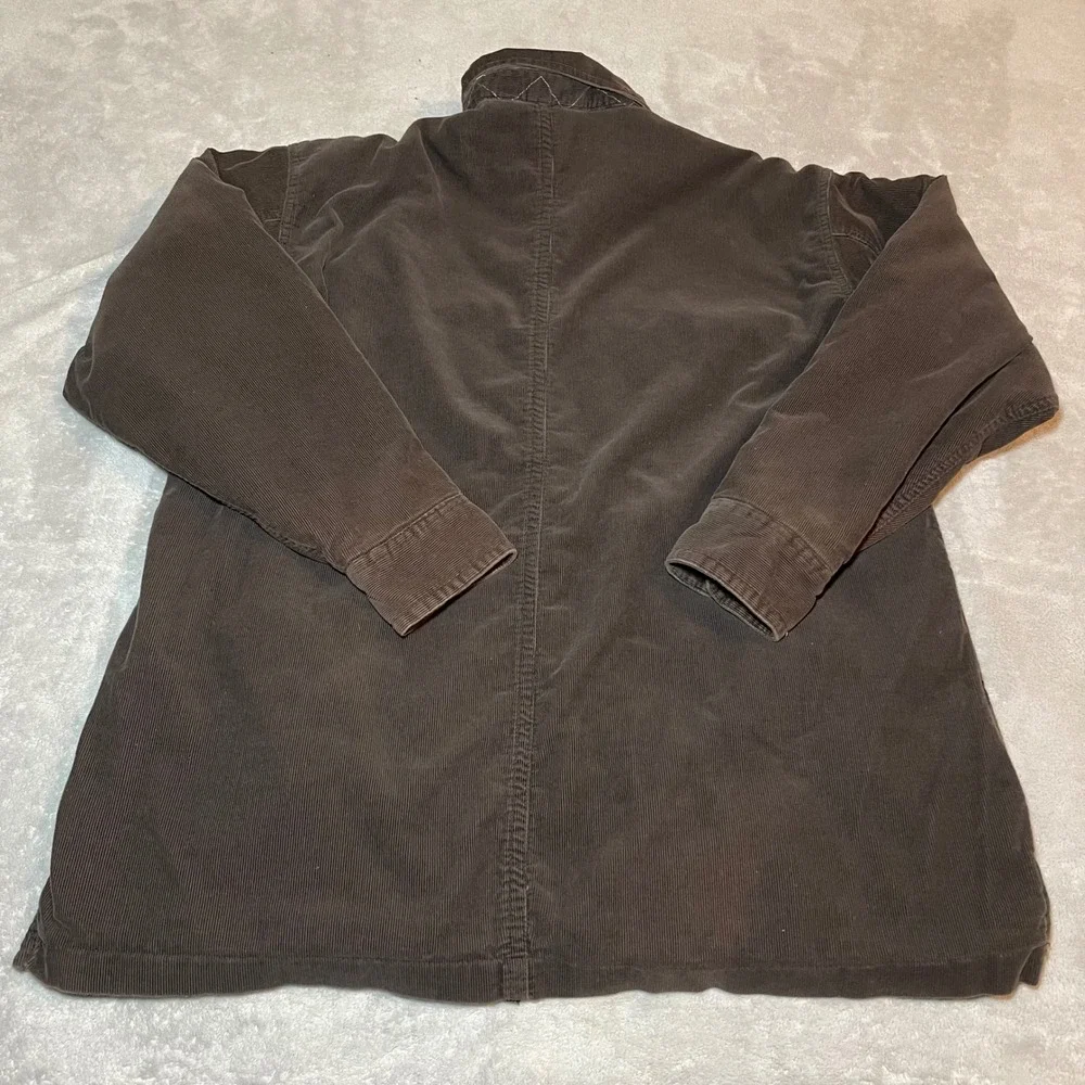 IZOD Jeans Jacket Mens Large Brown Corduroy Fleece Lined Shirt Button Up Sherpa